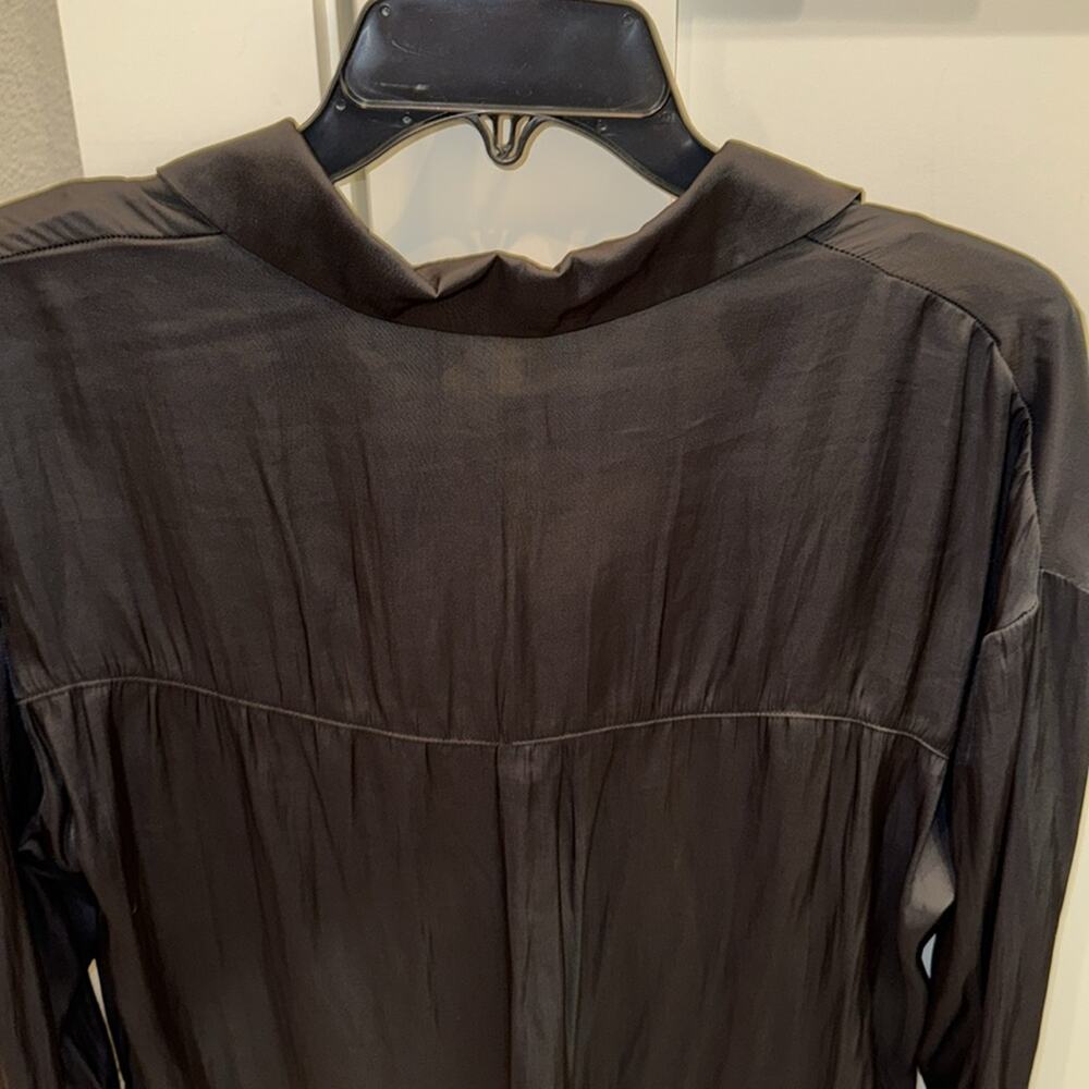 NWT Lush Satin Henley Shirt Blouse Black Size S - Picture 6 of 6